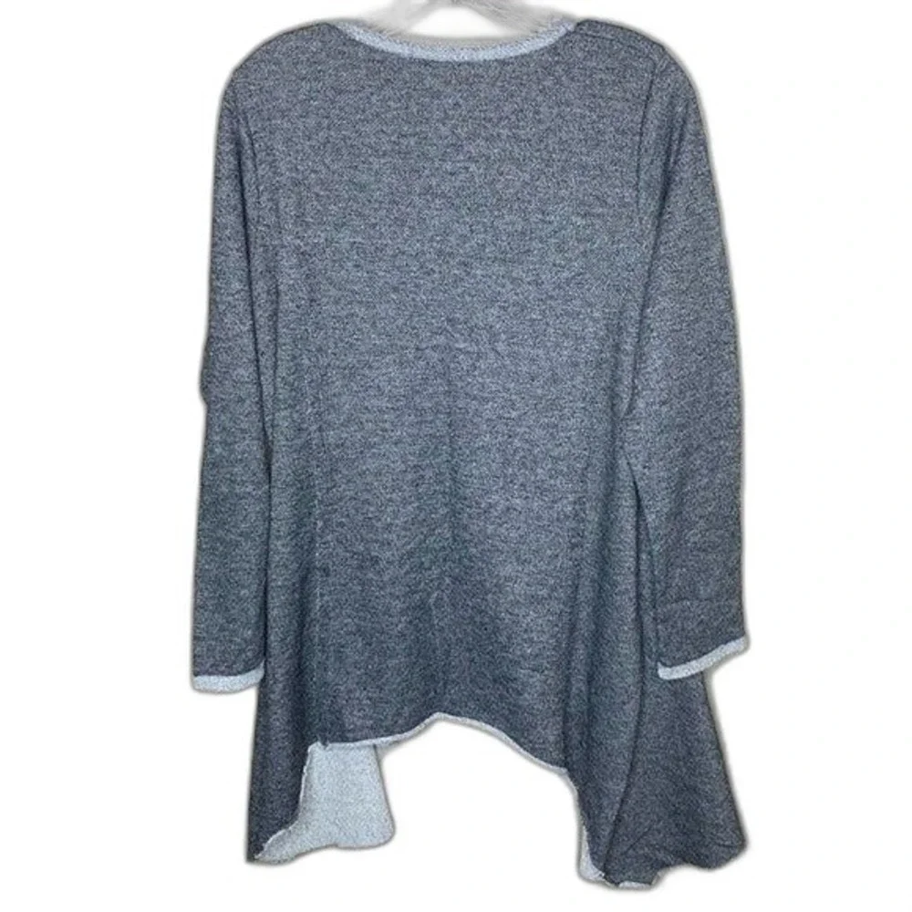 Ming Ming Tunic Top Women Grey Sharkbite Hem Long Sleeve 2XL - Picture 2 of 5